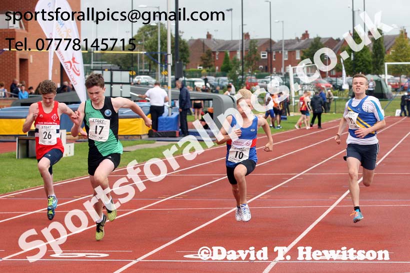 Boys under-13s 100 metres, Northern Under-17s/U-15s and U13s Champs, Leigh Sports Village, Leigh. Photo: David T. Hewitson/Sports for All Pics